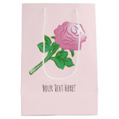 Roze Roos Tekening Medium Cadeauzakje (Achterkant)