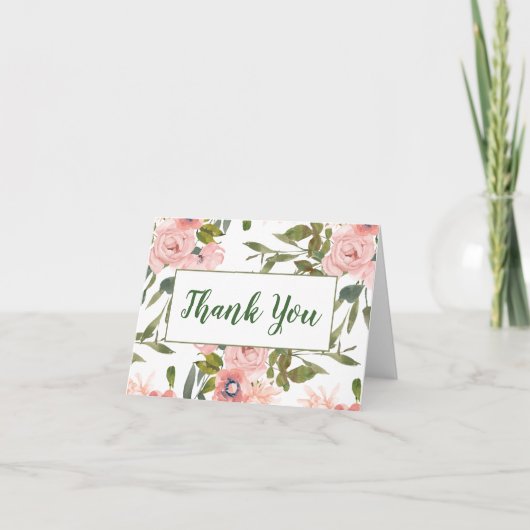 Roze Roos Thema Bedankbriefje Bedankkaart (Voorkant)