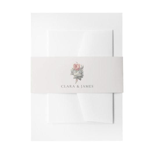 Roze, , roos thema bruiloft uitnodigingen wikkel (Voorkant Voorbeeld)