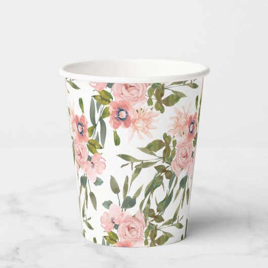 Roze Roos Thema Verjaardag Bruiloft Papieren Beker (Achterkant)