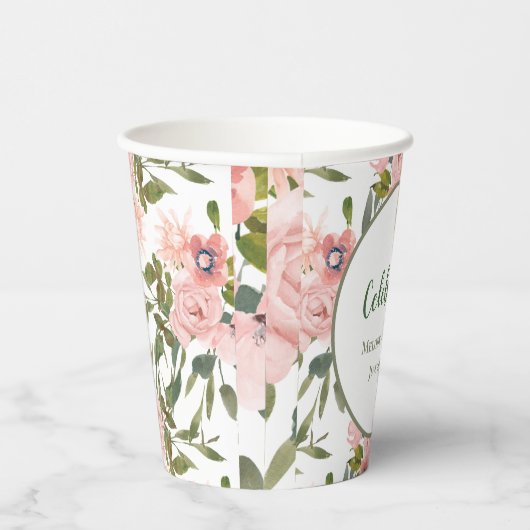 Roze Roos Thema Verjaardag Bruiloft Papieren Beker (Rechts)