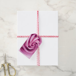 Roze Roos tot in Perfectie Gevouwen Cadeaulabel