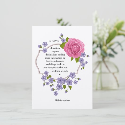 Roze Roos Trouw Informatiekaart Kaart (Staand voorkant)