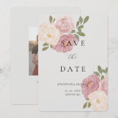 Roze Roos Trouw Save The Date (Voorkant / Achterkant)
