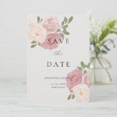 Roze Roos Trouw Save The Date (Staand voorkant)