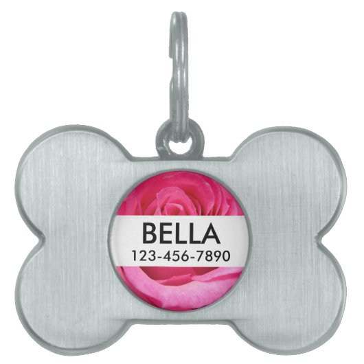 Roze Roos Trouwfoto Huisdieren Naamplaatje (voorkant)