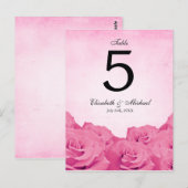 Roze Roos Trouwtafel Nummer Briefkaart (Voorkant / Achterkant)