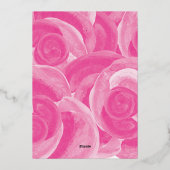 Roze Roos, Turquoise, Zilveren Charms Verjaardagsf Folie Uitnodiging (Achterkant)