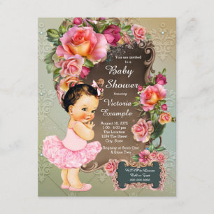 Roze Roos Tutu Baby Shower Kaart