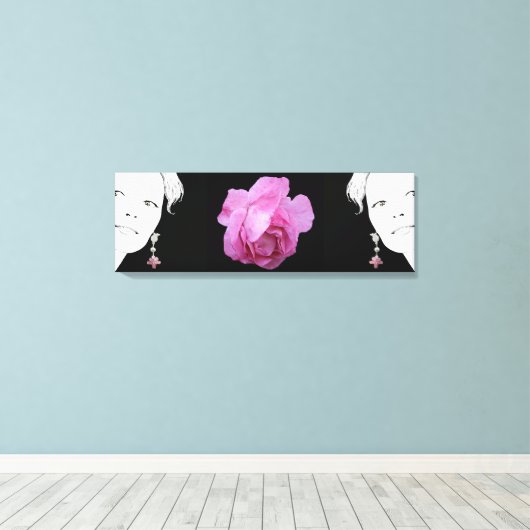  roze roos tweeling meisjes mode illustratie canvas afdruk (Insitu (Houten vloer))