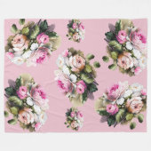 Roze Roos uit het Verleden Fleece Deken (Voorkant (Horizontaal))