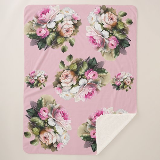 Roze Roos uit het Verleden Sherpa Deken (Voorkant)