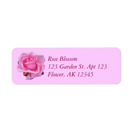 Roze Roos Uitgesneden Foto Etiket (Voorkant)
