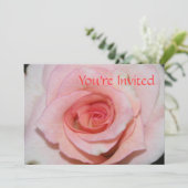Roze Roos Uitnodiging (Staand voorkant)