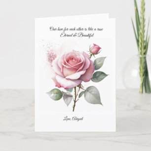 Roze roos Valentijnsdag kaart voor haar / hem