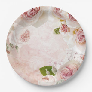 Roze Roos van de lentekloer Papieren Bordje