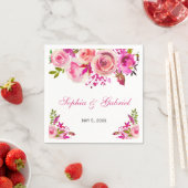 Roze Roos van Fuchsia Botanical Floral Wedding Servet (Insitu)