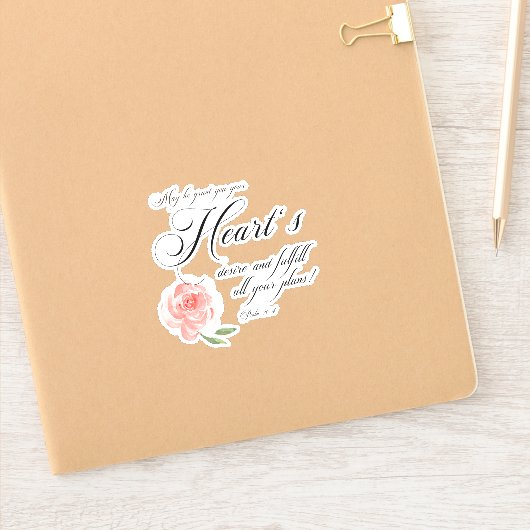 Roze roos van het hart verlangen sticker (Notitieboek)