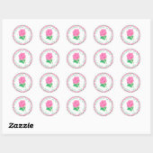 Roze Roos Verjaardag Ronde Sticker (Vel)