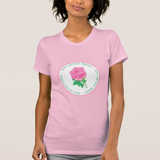 Roze Roos Verjaardag T-shirt (Voorkant)