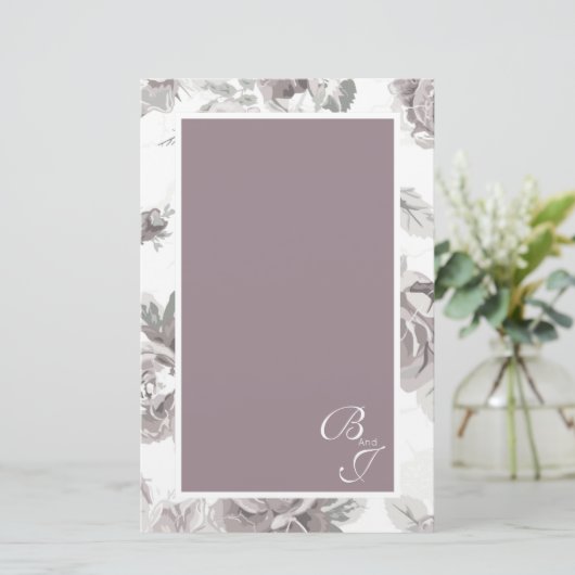 Roze roos verloving briefpapier (Staand voorkant)