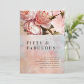 Roze Roos Vijftig Fabulous Floral Minimal Botanica Kaart (Staand voorkant)