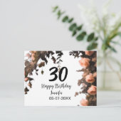 Roze roos vintage bloem moderne 30e verjaardag briefkaart (Staand voorkant)