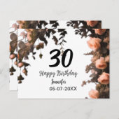 Roze roos vintage bloem moderne 30e verjaardag briefkaart (Voorkant / Achterkant)