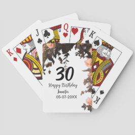 Roze roos vintage bloem moderne 30e verjaardag  pokerkaarten