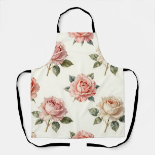 Roze Roos Vintage Bloempatroon Schort