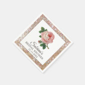 Roze Roos Vintage Goud Glitter Bruiloftsfeest Servet (Hoek)