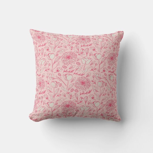 Roze Roos Vintage Kussen (Voorkant)