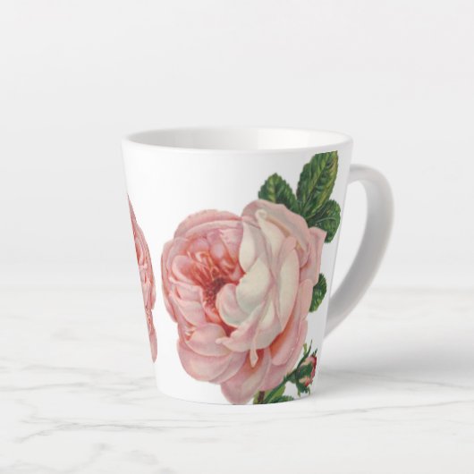 Roze Roos Vintage Ontwerp Latte Mok (Rechterhoek)