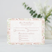 Roze Roos Vintage Trouw RSVP Antwoord Kaart (Staand voorkant)