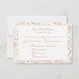Roze Roos Vintage Trouw RSVP Antwoord Kaart