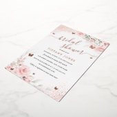 Roze Roos Vlinder Bloem Bruiloft Borrel Folie Uitnodiging (Gedraaid)