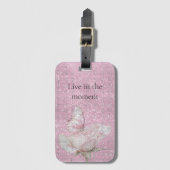 Roze Roos Vlinder Glans Bagagelabel (Voorkant (verticaal))