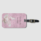 Roze Roos Vlinder Glans Bagagelabel (Voorkant (horizontaal))