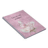 Roze Roos Vlinder Glans Notitieboek (Rechterzijde)