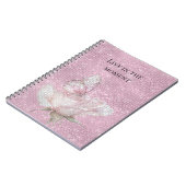 Roze Roos Vlinder Glans Notitieboek (Linkerzijde)