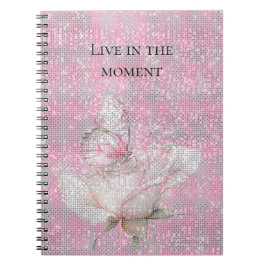 Roze Roos Vlinder Glans Notitieboek