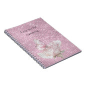 Roze Roos Vlinder Glans  Notitieboek (Rechterzijde)