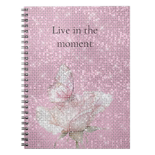 Roze Roos Vlinder Glans  Notitieboek (Voorkant)