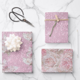 Roze Roos Vlinder Glitter Verjaardag Inpakpapier Vel