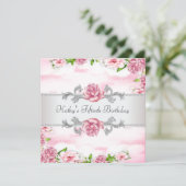 Roze Roos Vrouw 50e Verjaardagsfeest Kaart (Staand voorkant)