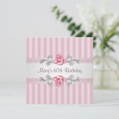 Roze Roos Vrouw 60e Verjaardagsfeest Kaart (Staand voorkant)
