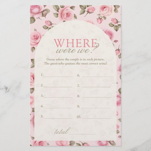  roze roos waar waren we Vrijgezellenfeest spel (Voorkant)