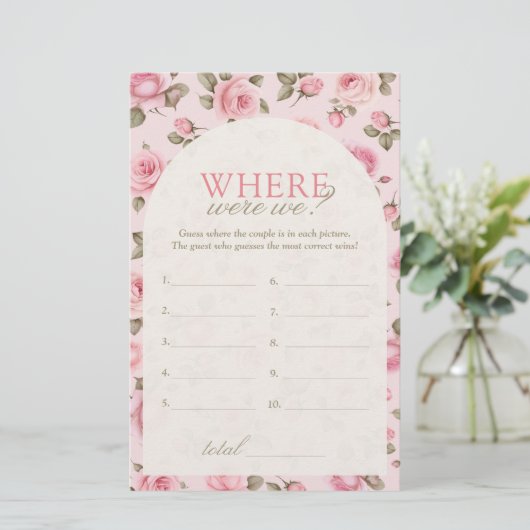  roze roos waar waren we Vrijgezellenfeest spel (Staand voorkant)