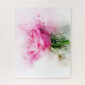 Roze Roos Watercolor Kunst op Witte Achtergrond Legpuzzel (Verticaal)