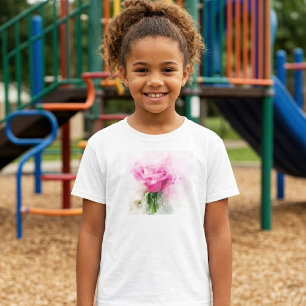 Roze Roos Watercolor Kunst op Witte Achtergrond T-shirt